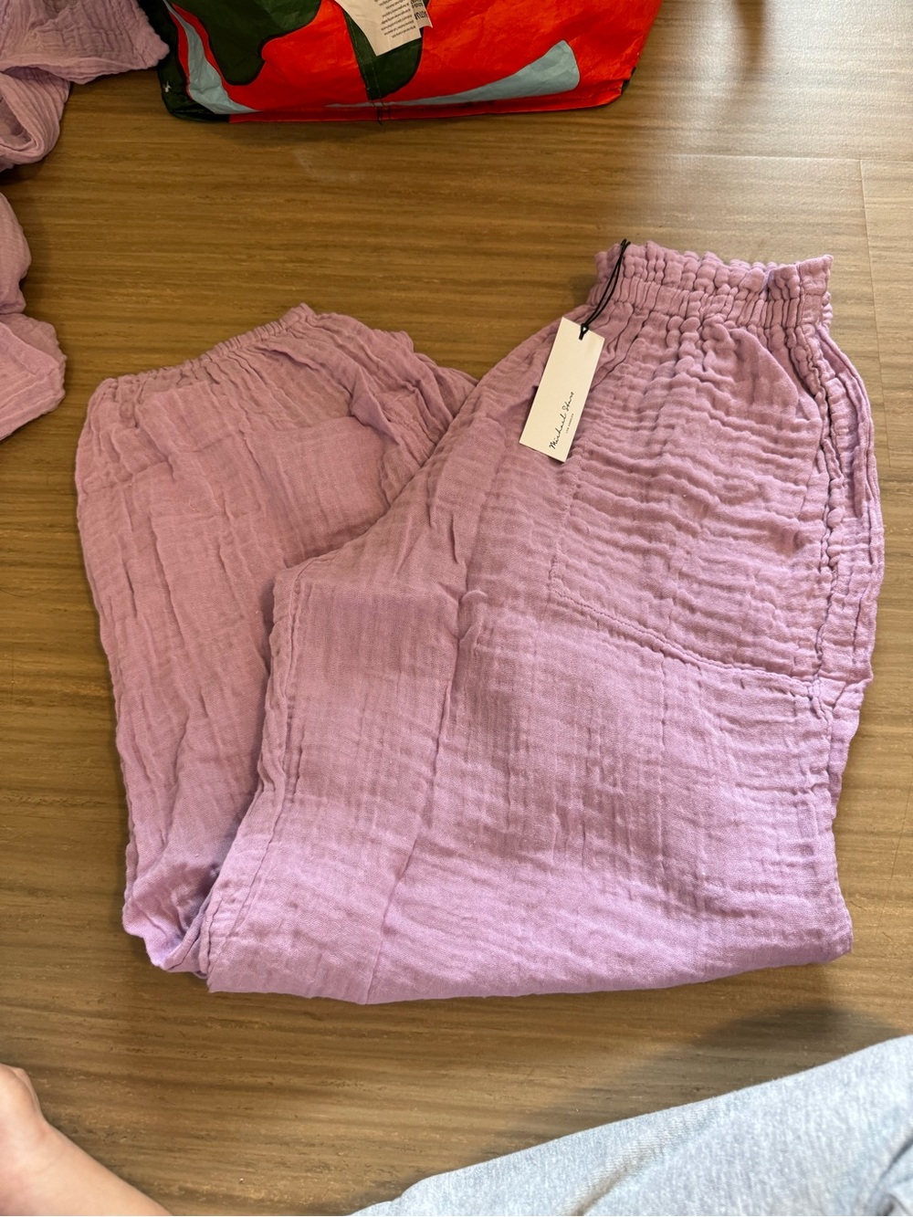 Michael Stars Elsa Pull On Relaxed Jogger Double Gauze Lavender Medium BNWT